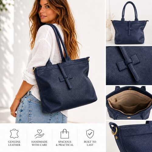 Damen leder handtasche shopper - leder,