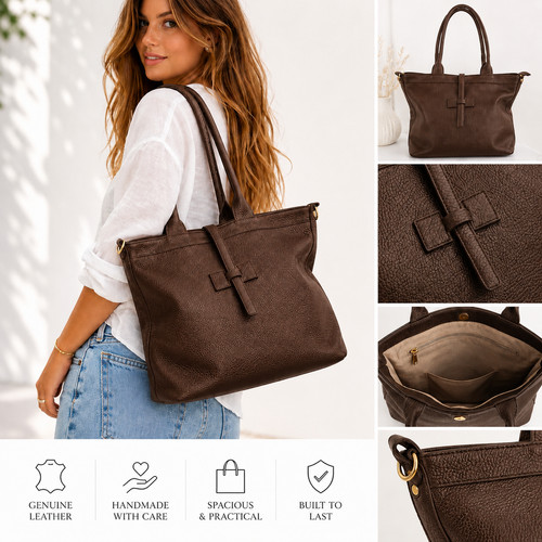 Damen leder handtasche shopper - handtasche,