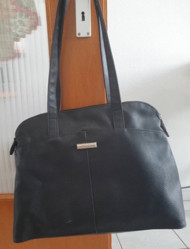 Schwarz echt leder shopper bag - schwarz,